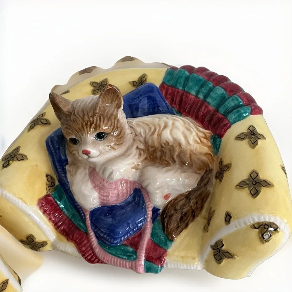 Vintage Persian Cat Seating On Overstuffed Chair Cookie Jar Grandma Cottagecore